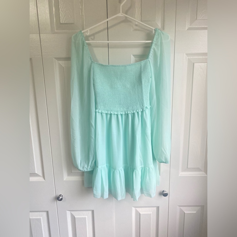 New Aritzia Wilfred Tempest Mini Dress Smocked chiffon mini dress - Picture 6 of 13